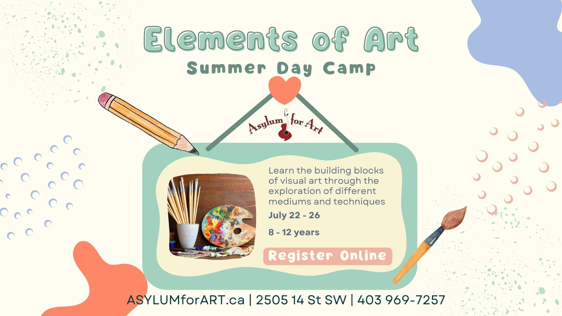 Elements of Art Camp | Age 8 – 12 | Summer 2024 | July 22 – 26